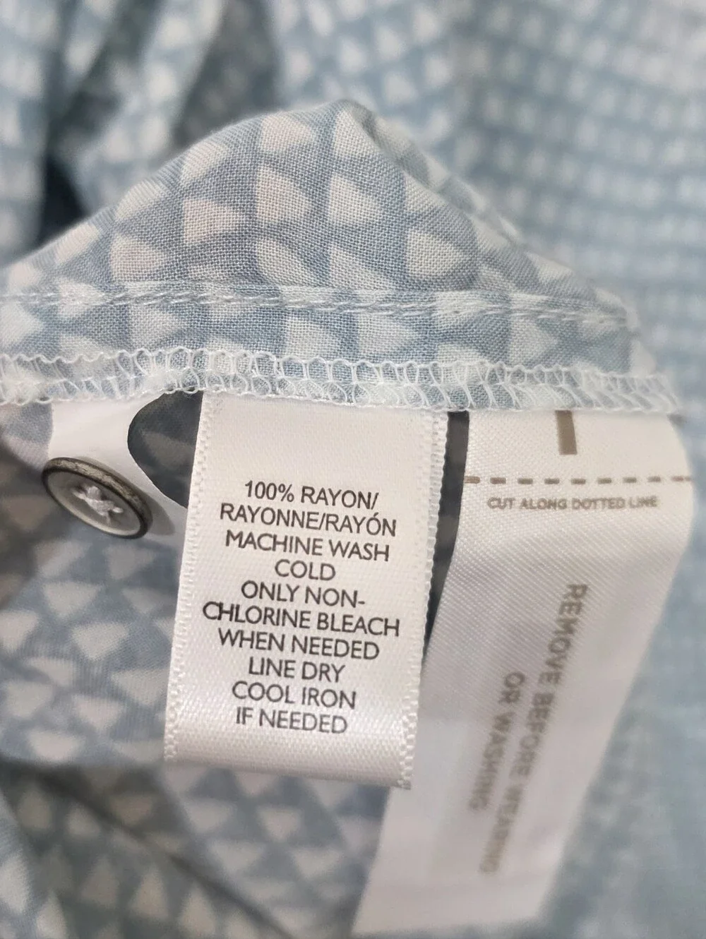 Lou & Grey Blue And White Geometric Print Button Top Size M - Picture 11 of 11